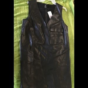 Faux leather black dress